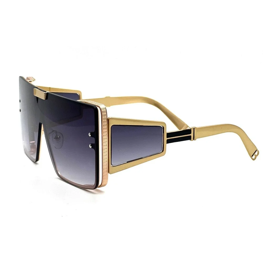 Shield Sunglasses Gold Frame Oversized Fashion Designer Sun Glasses Trendy Gafas
